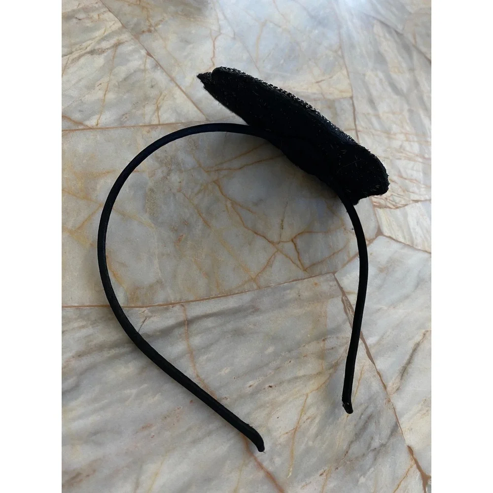 Pink Sequin Rose Statement Headband Black Thin Band Floral Glam Accessory